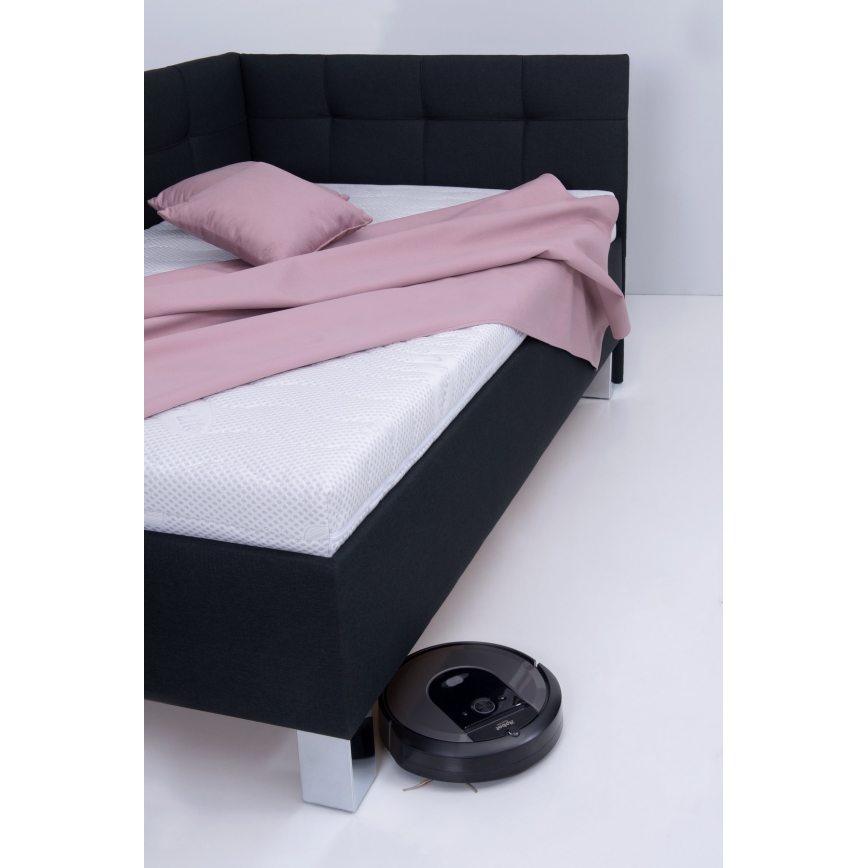Upholstered bed with mattress and storage MARIA PETITE 120x200 cm anthracite