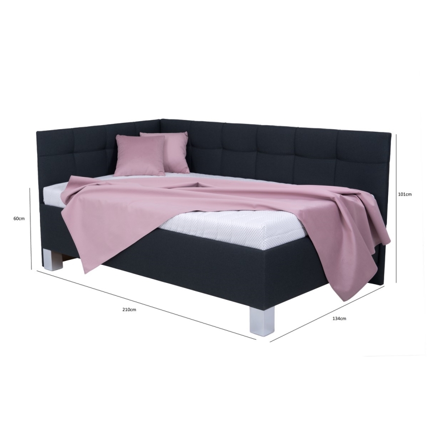 Upholstered bed with mattress and storage MARIA PETITE 120x200 cm anthracite