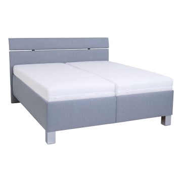 Upholstered bed with mattress and storage space ALIS 160x200 cm light grey
