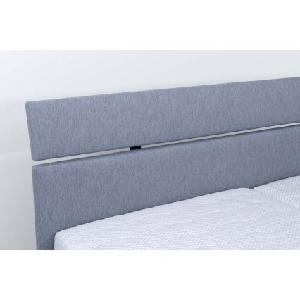 Upholstered bed with mattress and storage space ALIS 180x200 cm light grey