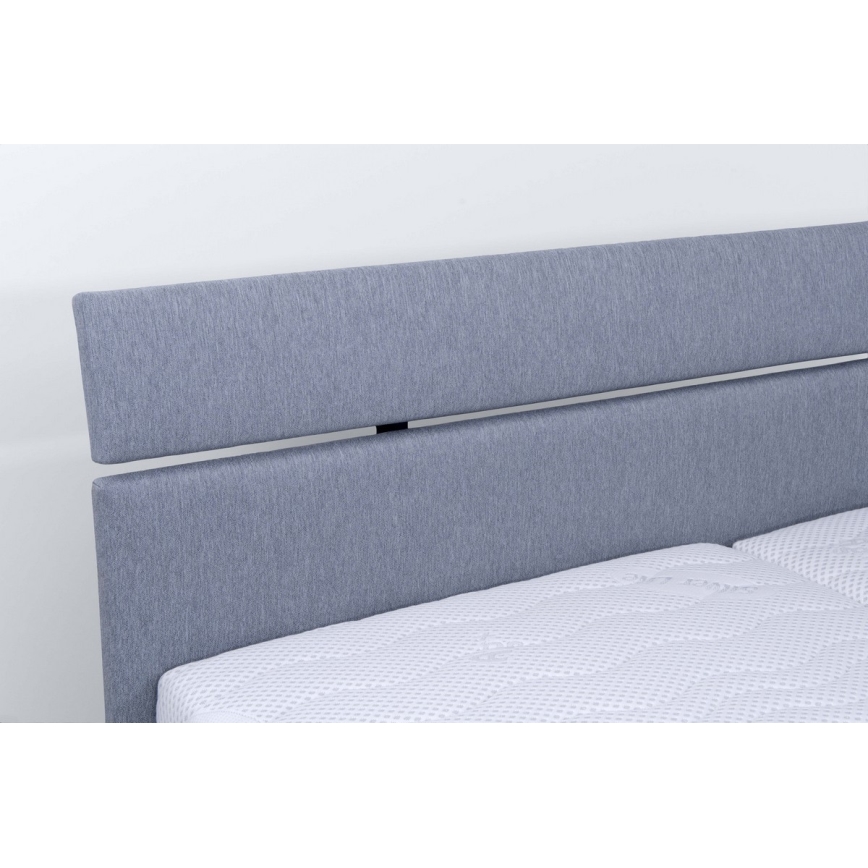 Upholstered bed with mattress and storage space ALIS 180x200 cm light grey