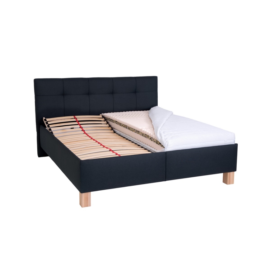 Upholstered bed with mattress and storage space MARIA 180x200 cm anthracite