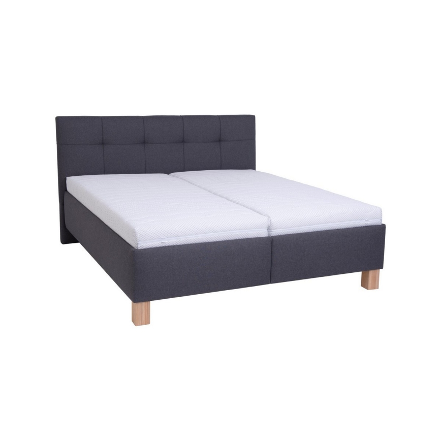 Upholstered bed with mattress and storage space MARIA 180x200 cm grey