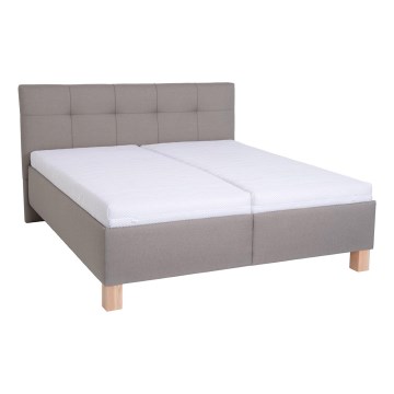 Upholstered bed with mattress and storage space MARIA 180x200 cm taupe