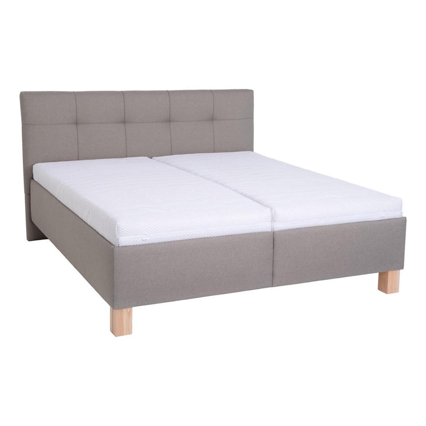 Upholstered bed with mattress and storage space MARIA 180x200 cm taupe
