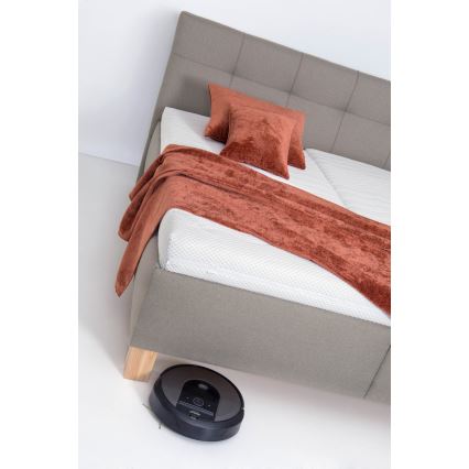 Upholstered bed with mattress and storage space MARIA 180x200 cm taupe