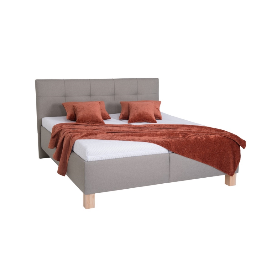 Upholstered bed with mattress and storage space MARIA 180x200 cm taupe