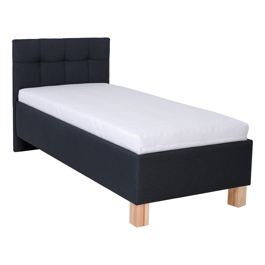 Upholstered bed with mattress and storage space MARIA ONE 90x200 cm anthracite