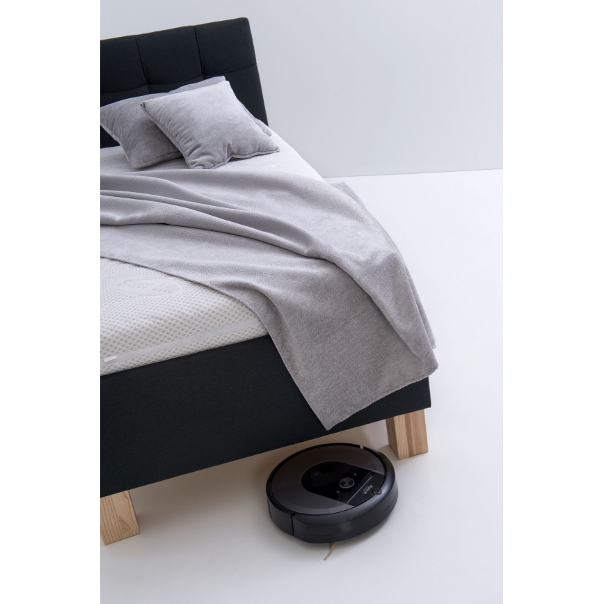 Upholstered bed with mattress and storage space MARIA ONE 90x200 cm anthracite
