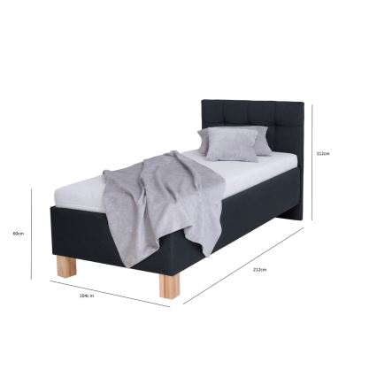 Upholstered bed with mattress and storage space MARIA ONE 90x200 cm anthracite