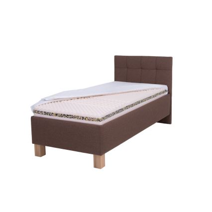 Upholstered bed with mattress and storage space MARIA ONE 90x200 cm brown