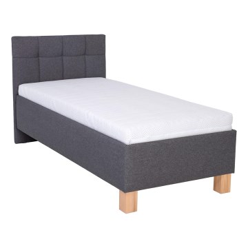 Upholstered bed with mattress and storage space MARIA ONE 90x200 cm grey