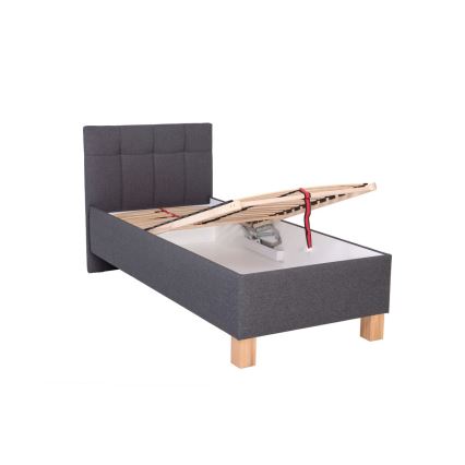 Upholstered bed with mattress and storage space MARIA ONE 90x200 cm grey