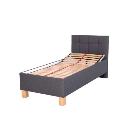 Upholstered bed with mattress and storage space MARIA ONE 90x200 cm grey