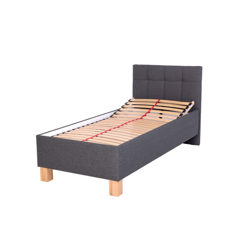 Upholstered bed with mattress and storage space MARIA ONE 90x200 cm grey