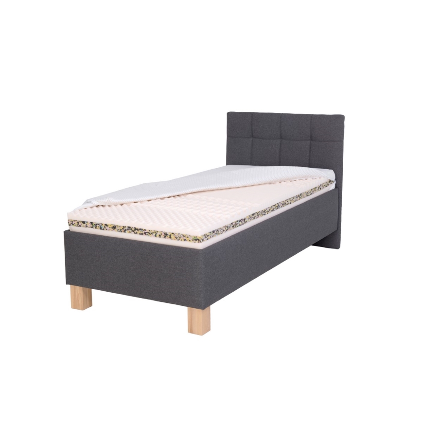 Upholstered bed with mattress and storage space MARIA ONE 90x200 cm grey