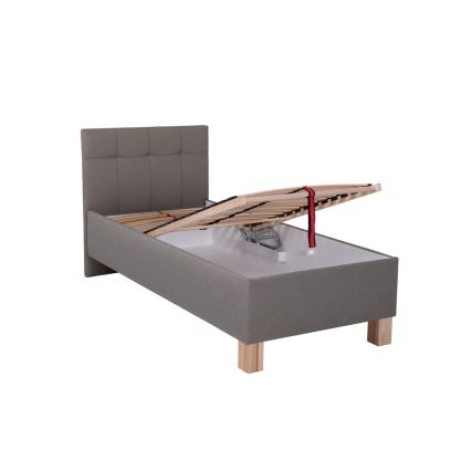 Upholstered bed with mattress and storage space MARIA ONE 90x200 cm taupe