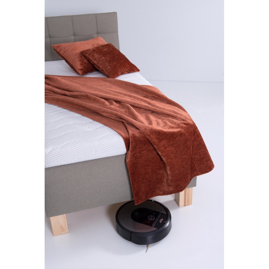 Upholstered bed with mattress and storage space MARIA ONE 90x200 cm taupe