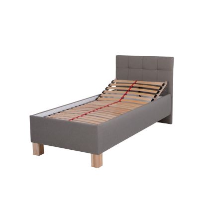 Upholstered bed with mattress and storage space MARIA ONE 90x200 cm taupe