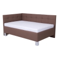 Upholstered bed with mattress and storage space MARIA PETITE 120x200 cm brown