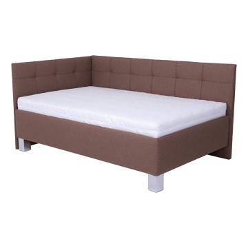 Upholstered bed with mattress and storage space MARIA PETITE 120x200 cm brown