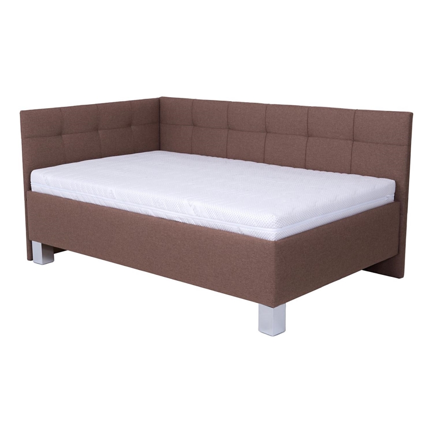 Upholstered bed with mattress and storage space MARIA PETITE 120x200 cm brown