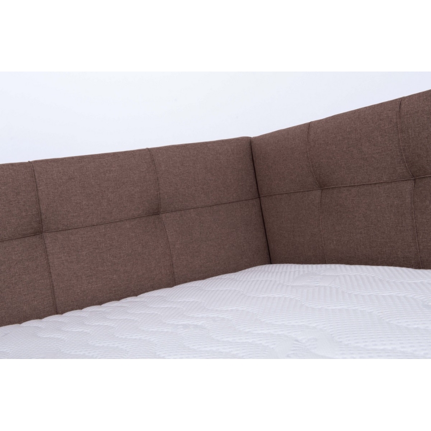Upholstered bed with mattress and storage space MARIA PETITE 120x200 cm brown