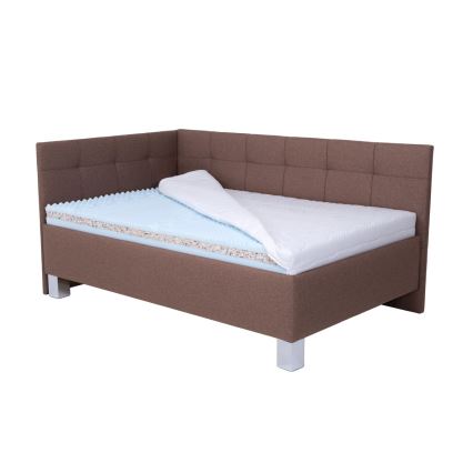 Upholstered bed with mattress and storage space MARIA PETITE 120x200 cm brown