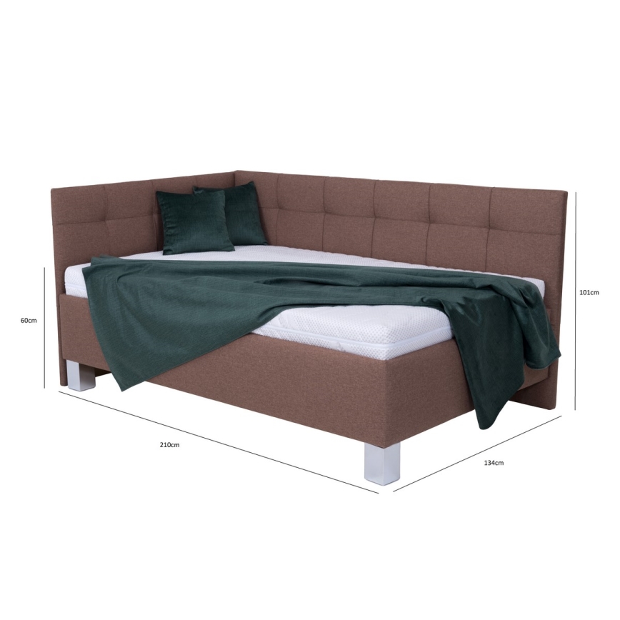 Upholstered bed with mattress and storage space MARIA PETITE 120x200 cm brown