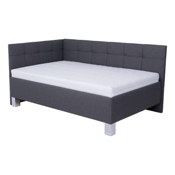 Upholstered bed with mattress and storage space MARIA PETITE 120x200 cm grey
