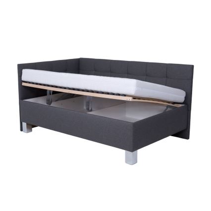Upholstered bed with mattress and storage space MARIA PETITE 120x200 cm grey