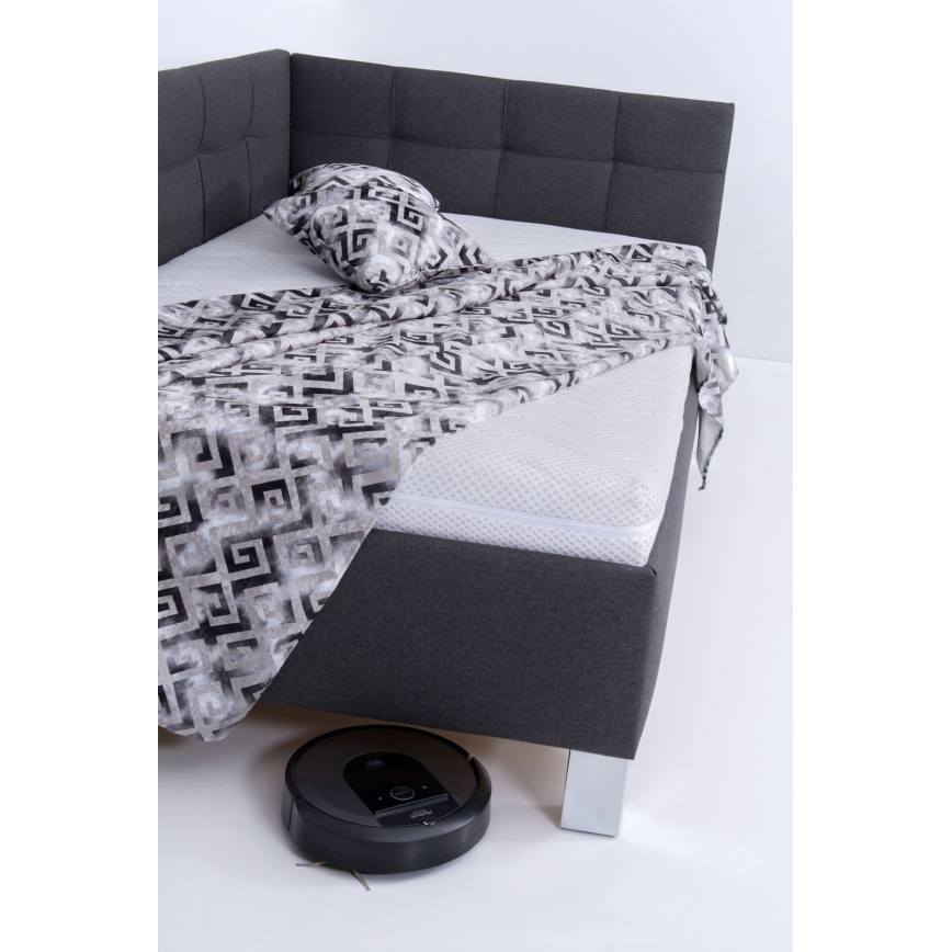 Upholstered bed with mattress and storage space MARIA PETITE 120x200 cm grey