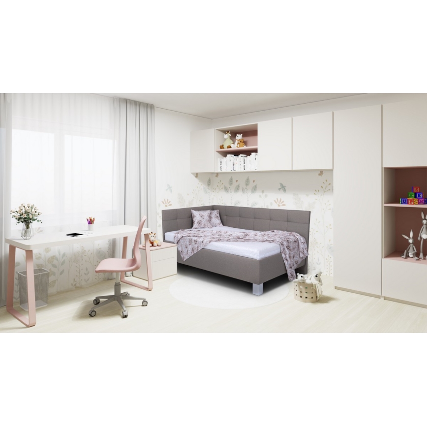 Upholstered bed with mattress and storage space MARIA PETITE 120x200 cm taupe