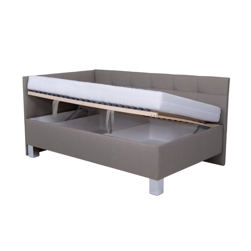Upholstered bed with mattress and storage space MARIA PETITE 120x200 cm taupe