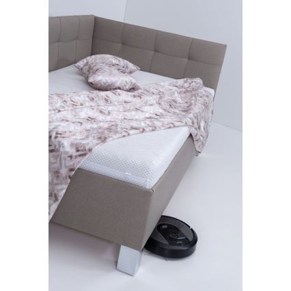 Upholstered bed with mattress and storage space MARIA PETITE 120x200 cm taupe