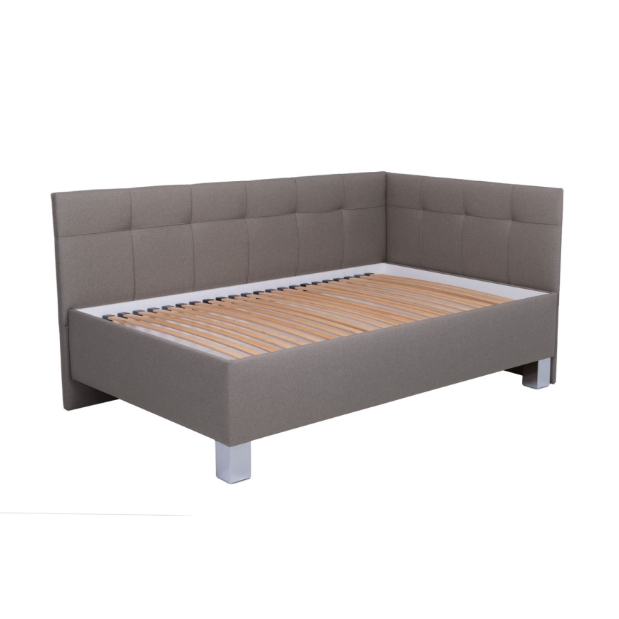 Upholstered bed with mattress and storage space MARIA PETITE 120x200 cm taupe