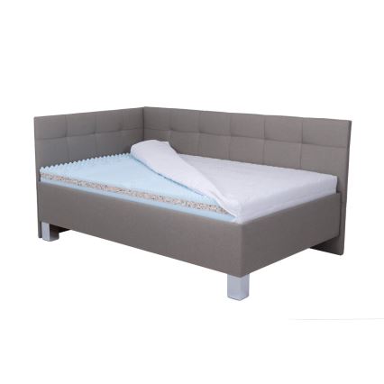 Upholstered bed with mattress and storage space MARIA PETITE 120x200 cm taupe