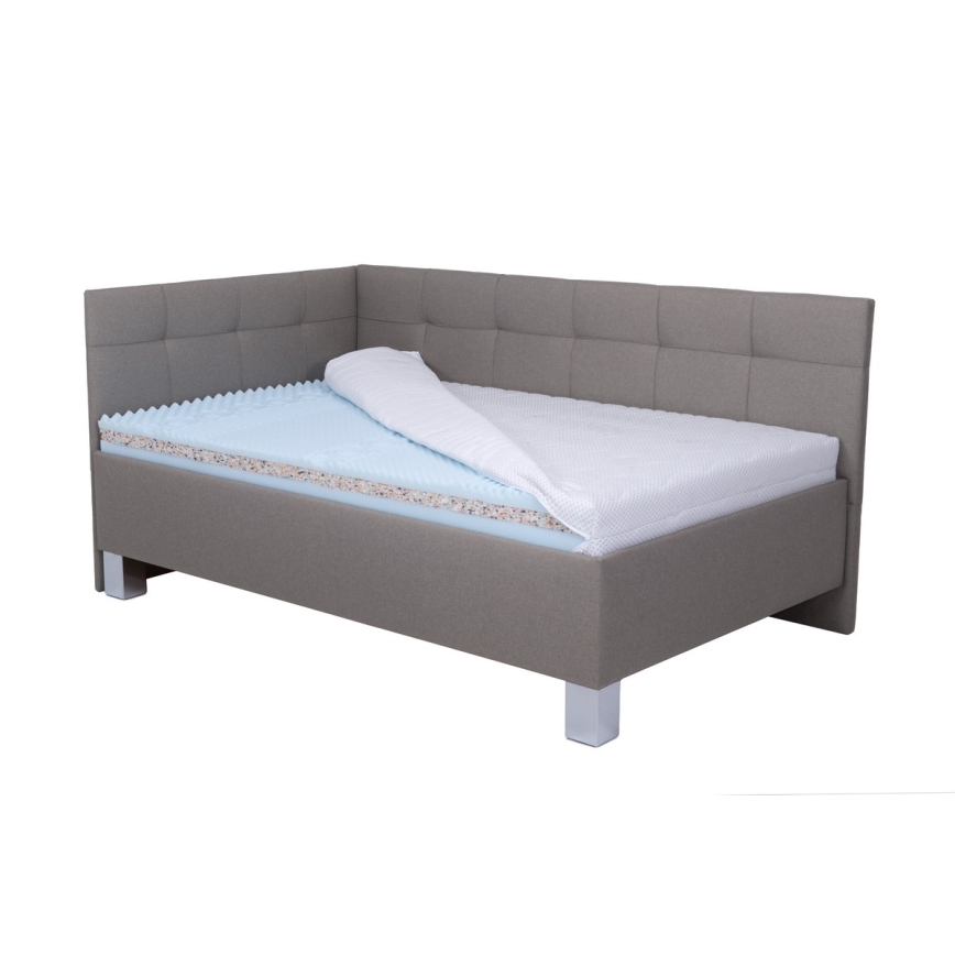 Upholstered bed with mattress and storage space MARIA PETITE 120x200 cm taupe