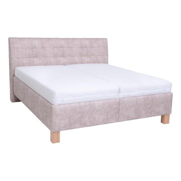 Upholstered bed with mattress and storage space VIOLET 160x200 cm beige