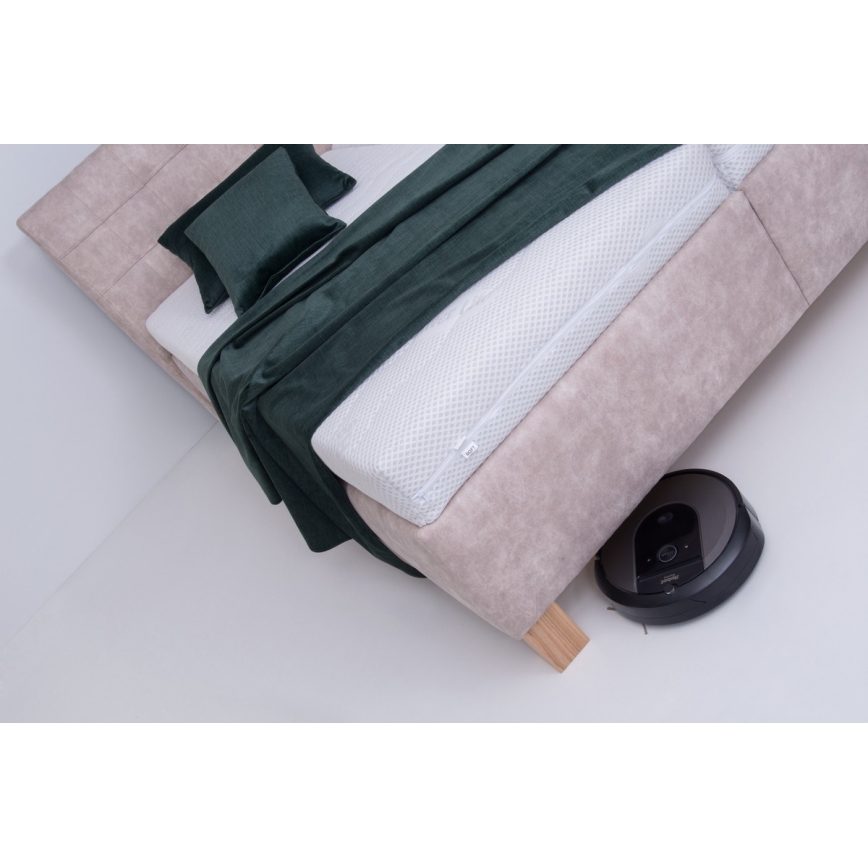 Upholstered bed with mattress and storage space VIOLET 160x200 cm beige
