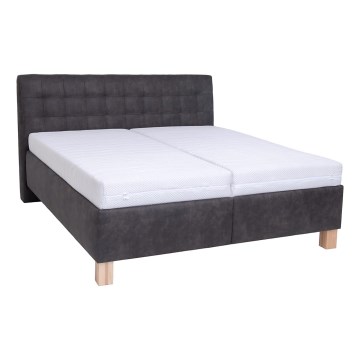 Upholstered bed with mattress and storage space VIOLET 160x200 cm dark grey