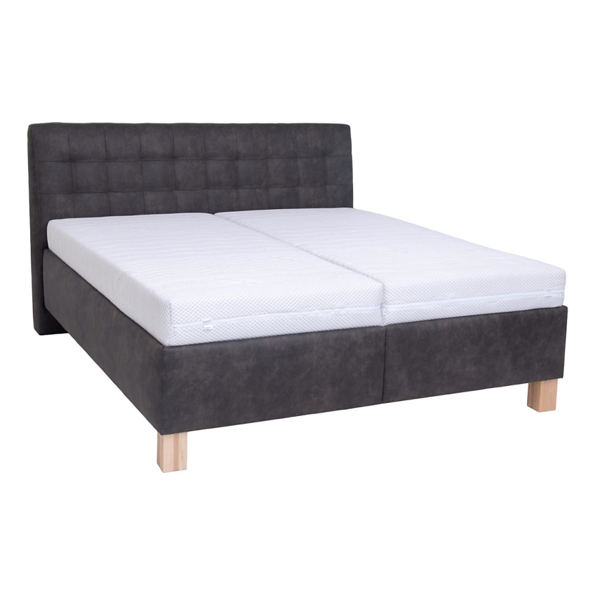 Upholstered bed with mattress and storage space VIOLET 160x200 cm dark grey