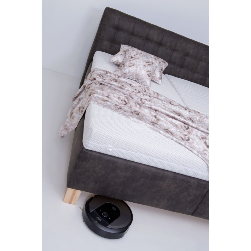 Upholstered bed with mattress and storage space VIOLET 160x200 cm dark grey