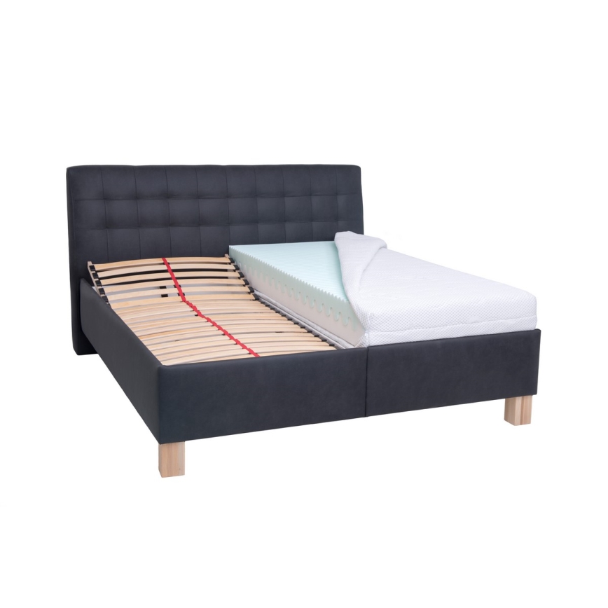 Upholstered bed with mattress and storage space VIOLET 180x200 cm anthracite