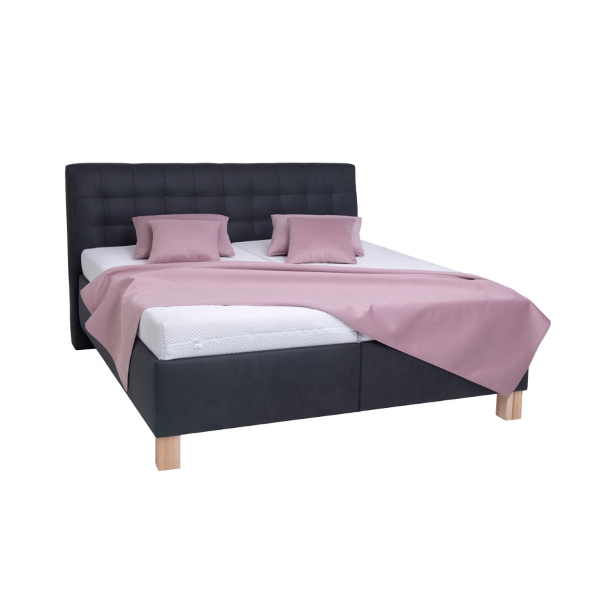 Upholstered bed with mattress and storage space VIOLET 180x200 cm anthracite