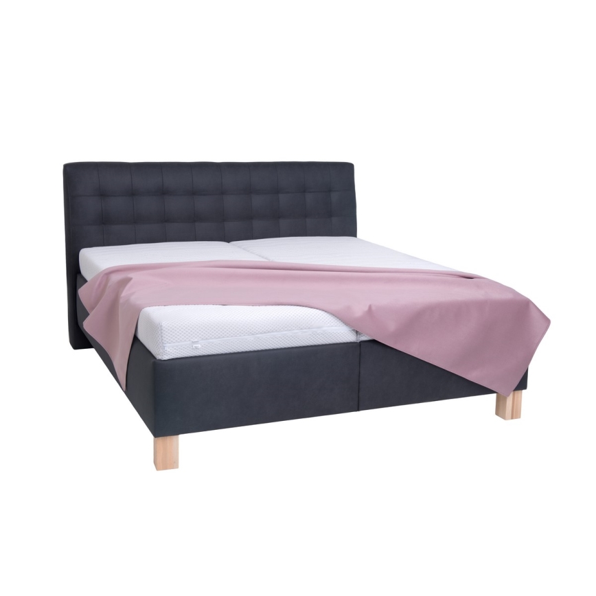 Upholstered bed with mattress and storage space VIOLET 180x200 cm anthracite