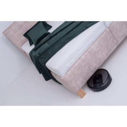 Upholstered bed with mattress and storage space VIOLET 180x200 cm beige