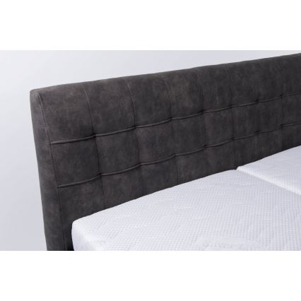 Upholstered bed with mattress and storage space VIOLET 180x200 cm dark grey