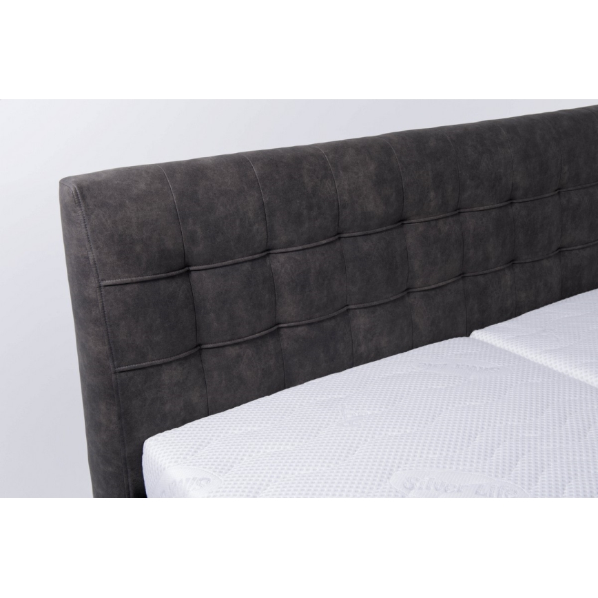 Upholstered bed with mattress and storage space VIOLET 180x200 cm dark grey