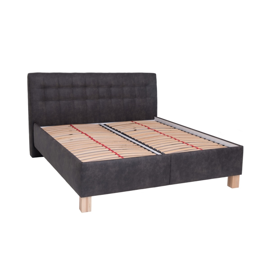 Upholstered bed with mattress and storage space VIOLET 180x200 cm dark grey